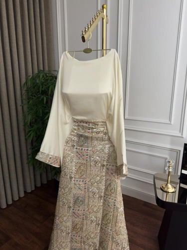 جلابية تفته حرير تطريز كمبيوتر راقي