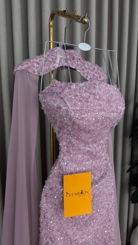 فستان سهرة وردي