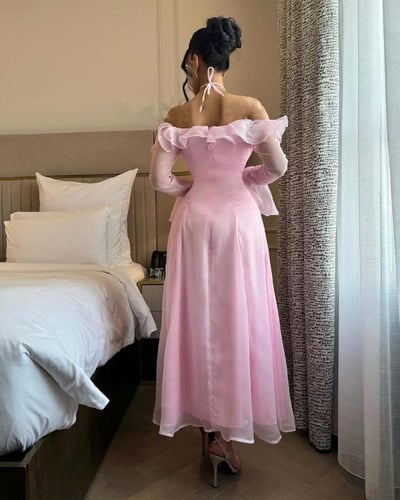 فستان سهرة اورجنزا مبطن تفته واقف