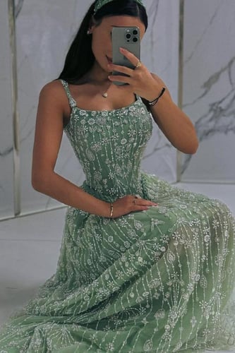 فستان سهرة خرز شك مكثف كامل