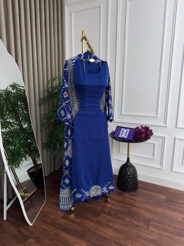 جلابية باربي قطعتين تطريز كمبيوتر فصوص