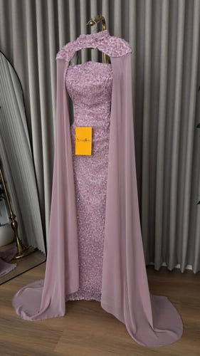 فستان سهرة وردي