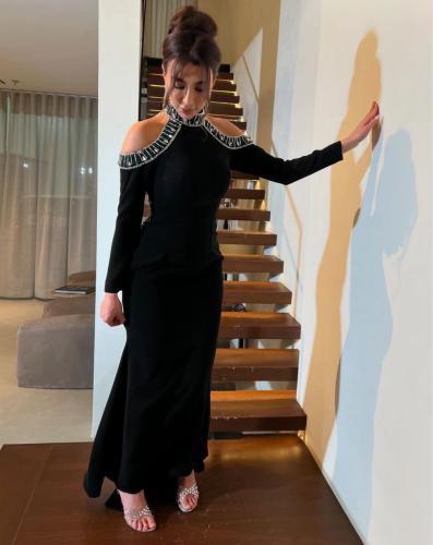 فستان سهرة كريب تطريز