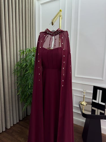 فستان سهرة جورجيت تطريز يدوي