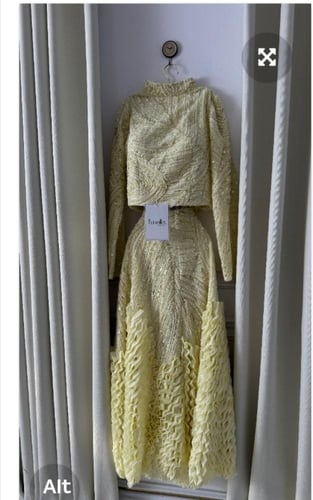 طقم سهرة منفصل بلوزه وتنورة مطرز بالكامل