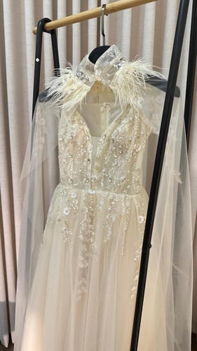 فستان طبقات تل تطريز سهرة فخم