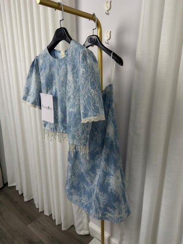 طقم سهرة منفصل تنورة جنز فخم