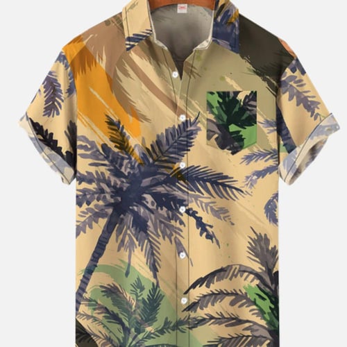 قميص رجالي بنمط شجرة جوز