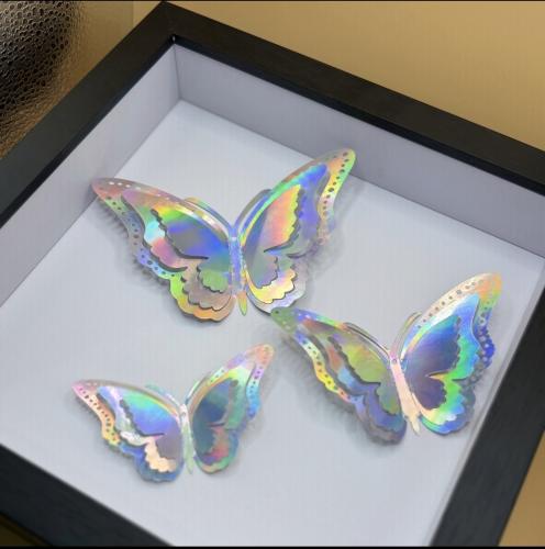 فراشات هولو فضي 3D