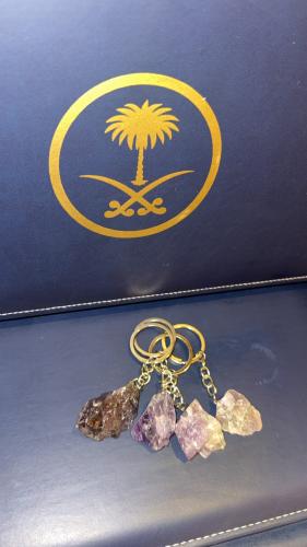 Natural raw amethyst stone medal