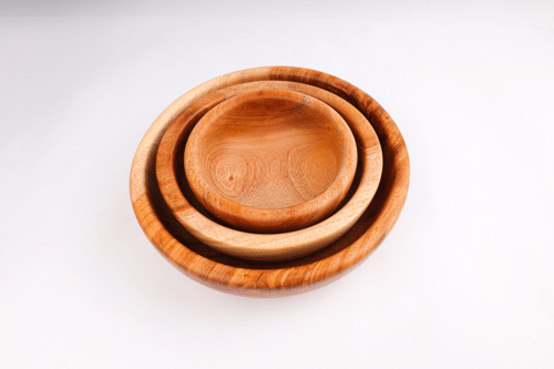 طقم اطباق خشبة عميقة 3 قطع عميقة مقاس