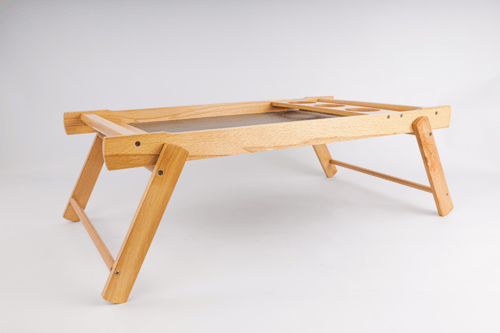 صينية بتصميم طاولة بأرجل قابلة للطي وحامل أكواب