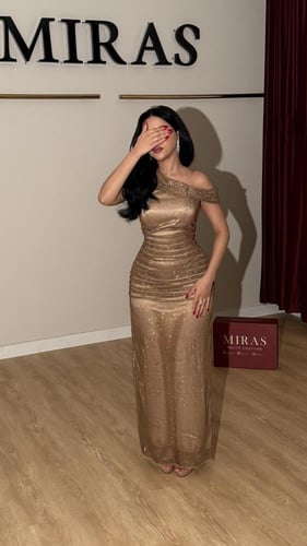 فستان ذهبي فصوص سهره