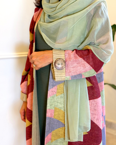 عباية كلاسيكية من طبقتين بكشمير ولينين إنجليزي مع...