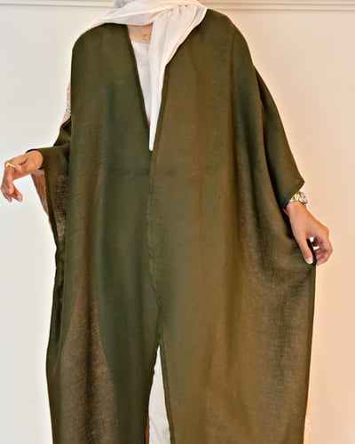 كارديجان مشلح واسع من القطن واللينين مع طرحة