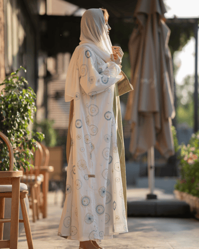عباية عصرية حديثة من القطن المطرز واللينين عالي ال...