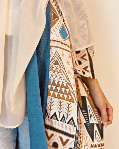 كارديجان كاجوال من القطن واللينين مع طرحة