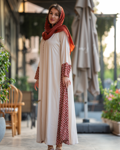 عباية عصرية حديثة من القطن الفاخر مع طرحة