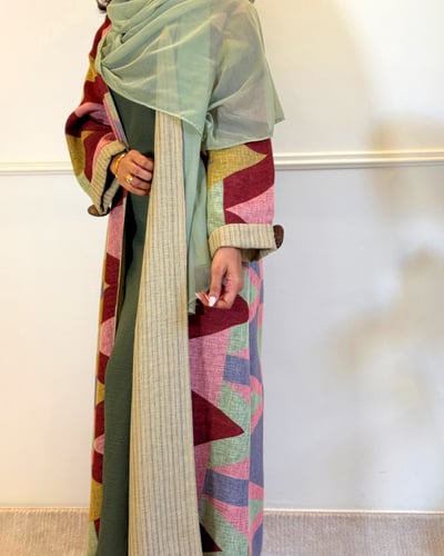 عباية كلاسيكية من طبقتين بكشمير ولينين إنجليزي مع...