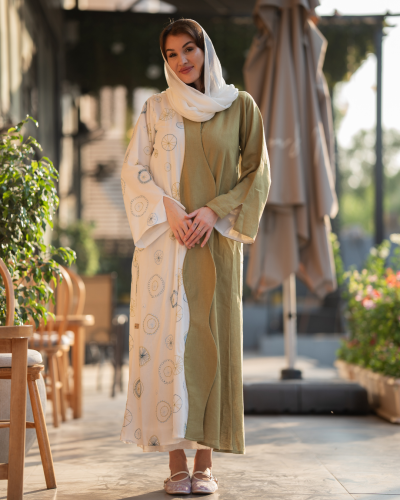 عباية عصرية حديثة من القطن المطرز واللينين عالي ال...