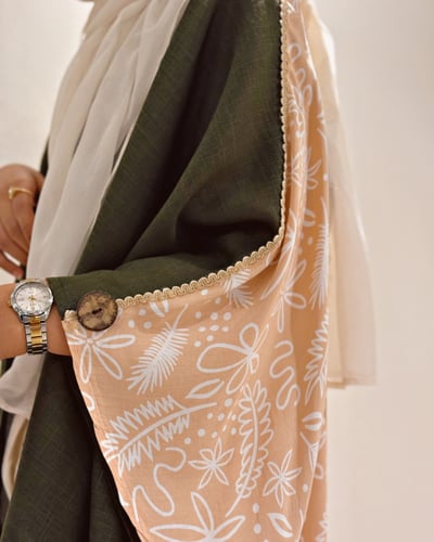 كارديجان مشلح واسع من القطن واللينين مع طرحة