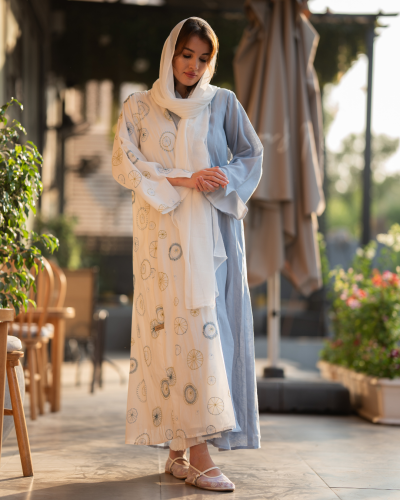 عباية عصرية حديثة من القطن المطرز واللينين عالي ال...