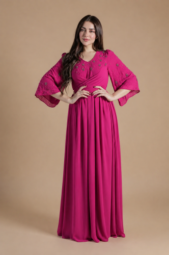 Elegant Long Dress Embellished with Crystals – A L...