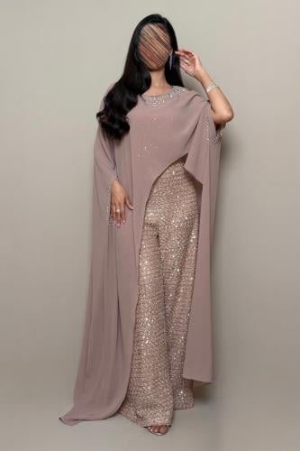 جمبسوت نود شيفون لامع مع قطعة أنيقة