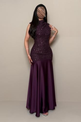 Purple Dress with a Shimmering Feminine and Flowing Design