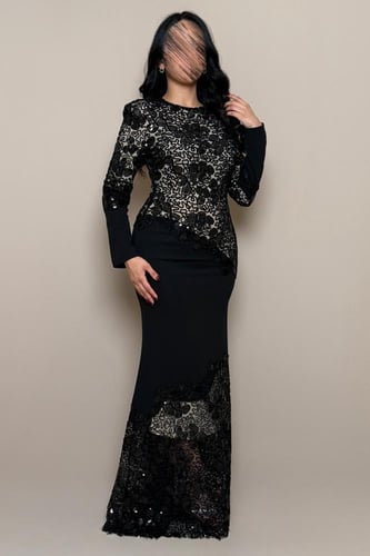 فستان سهرة أنيق بتفاصيل تطريز فاخرة من مليحة