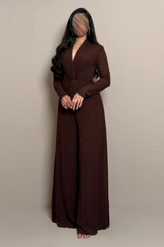 جمبسوت بني أنيق بقصة خصر محددة