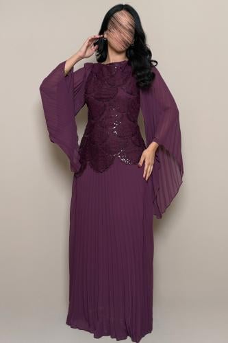 فستان بنفسجي رسمي بقصة أنثوية أنيقة من مليحة