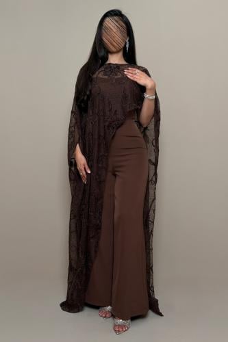 جمبسوت دانتيل انسيابي باللون البني