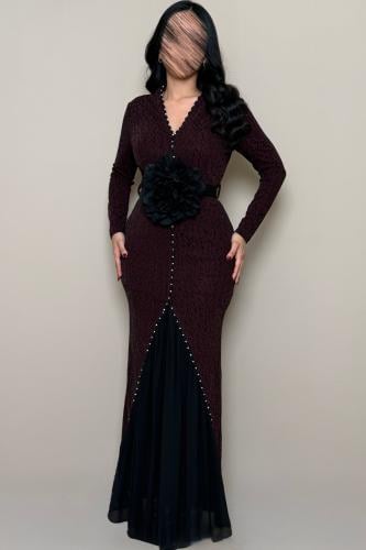 فستان سهرة بنفسجي بتفاصيل أنيقة من مليحة