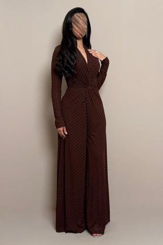 جمبسوت بني أنيق بقصة خصر محددة