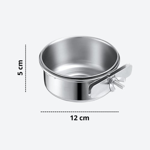 كوب طعام للطيور مع حامل بمشبك