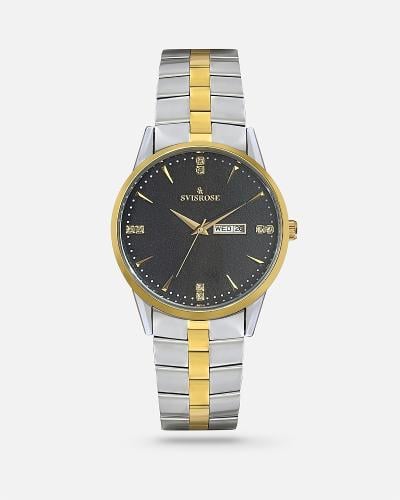 ساعة رجالية سفيسروز ستيل بلون فضي و ذهبي