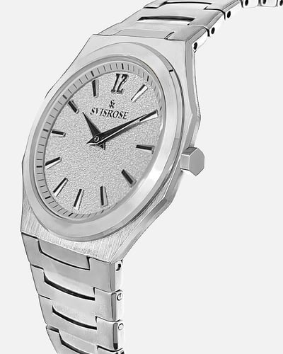 ساعة رجالية سفيسروز ستيل فضي فاتح