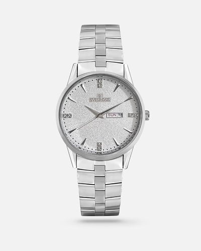 طقم نسائي و رجالي سفيسروز ستيل بلون فضي