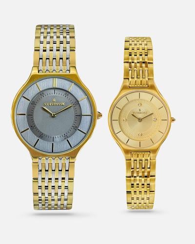 ساعات سفيسروز نسائي ذهبي و رجالي فضي و ذهبي