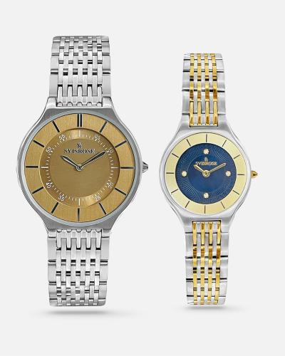 طقم نسائي فضي و ذهبي و رجالي فضي