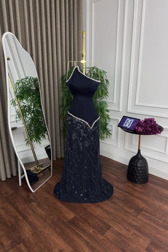 فستان سهرة باربي مع شيفون كلفه تطريز خرز كلوش