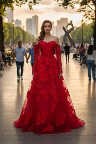 فستان سهره تل جيبون كلوش كلفه تطريز مورده بخرز