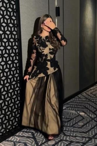 فستان سهرة تل ميكادو تطريز راقي