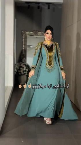 قفطان نسائي شيفون تطريز يدوي