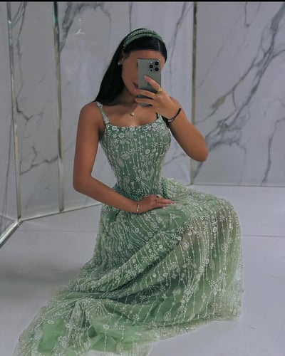 فستان سهرة خرز شك مكثف كامل