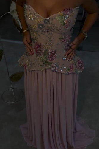 فستان شك سهره راقي تحت شيفون دبل كلوش