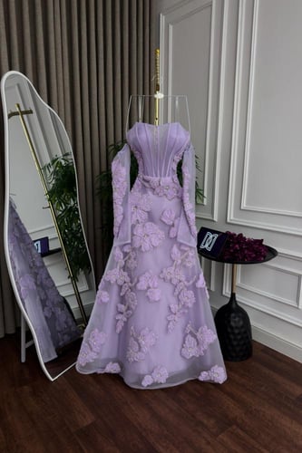 فستان سهره تل جيبون كلوش كلفه تطريز مورده بخرز