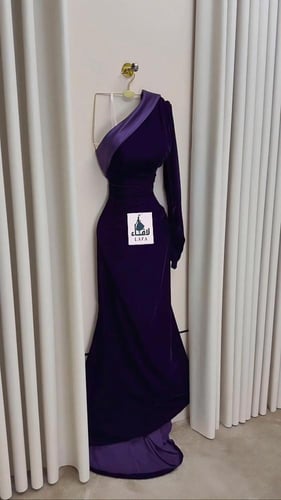 فستان سهرة أنيق شتوي لون ليلكي