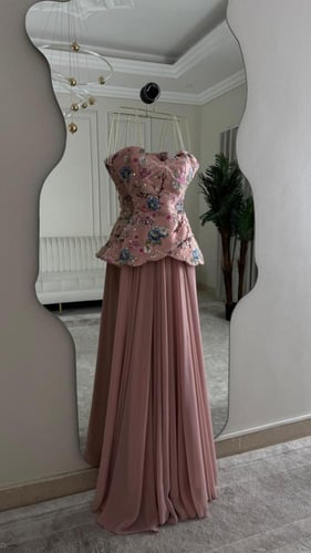 فستان شك سهره راقي تحت شيفون دبل كلوش